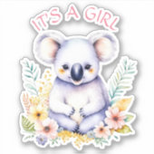 Koala Beer Thema Het is een Meisje Baby shower Sticker (Voorkant)