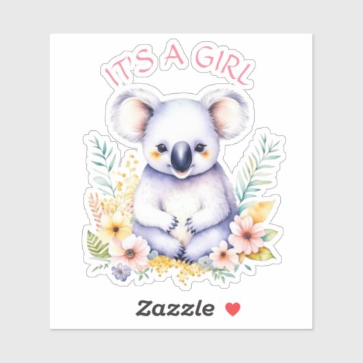 Koala Beer Thema Het is een Meisje Baby shower Sticker (Vel)