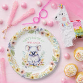 Koala Beer thema Meisje's Happy Birthday Papieren Bordje (Feest)