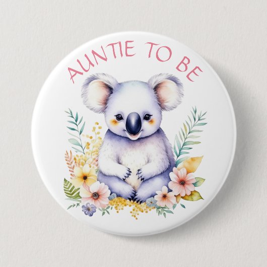 Koala Beer thema tante om Baby shower te zijn Ronde Button 7,6 Cm (Voorkant)