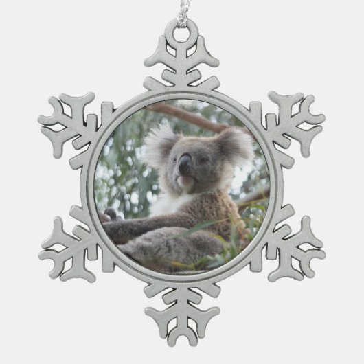 Koala Beer Tin Sneeuwvlok Ornament (Voorkant)