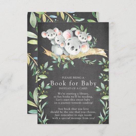 Koala Beer Triplets Baby shower Boek voor Baby Kaa Informatiekaartje (Voorkant / Achterkant)