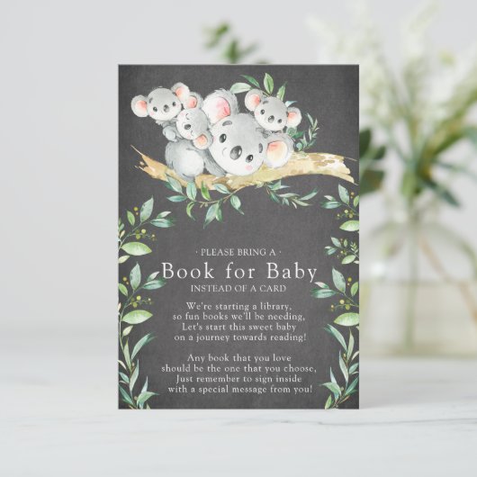 Koala Beer Triplets Baby shower Boek voor Baby Kaa Informatiekaartje (Staand voorkant)