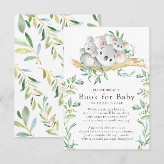 Koala Beer Twins Baby shower Boek voor Baby Kaart (Voorkant / Achterkant)