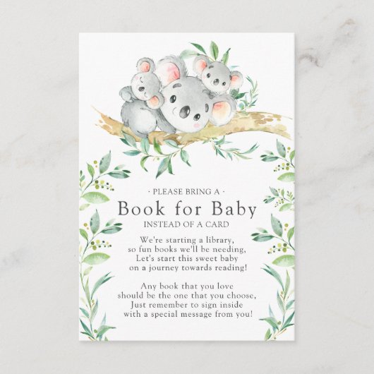 Koala Beer Twins Baby shower Boek voor Baby Kaart (Voorkant)