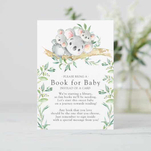 Koala Beer Twins Baby shower Boek voor Baby Kaart (Staand voorkant)