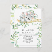 Koala Beer Twins Baby shower Luier Raffle Ticket Informatiekaartje (Voorkant / Achterkant)