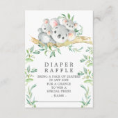 Koala Beer Twins Baby shower Luier Raffle Ticket Informatiekaartje (Voorkant)