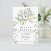 Koala Beer Twins Baby shower Luier Raffle Ticket Informatiekaartje (Staand voorkant)