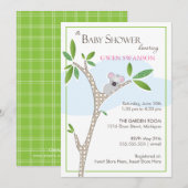 Koala Beer - Uitnodiging Baby shower Girl (Voorkant / Achterkant)