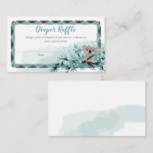 Koala Beer Unisex Baby shower Diaper Raffle Enclos Informatiekaartje (Voorkant / Achterkant)