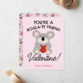 Koala Beer Valentijnsdag Classroom School Kaart Notitiekaartje (Voorkant / Achterkant in situ)