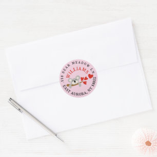 Koala Beer Valentijnsdag Harten Retouradres Ronde Sticker