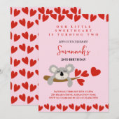 Koala Beer Valentijnsdag Verjaardag Harten Kaart (Voorkant / Achterkant)