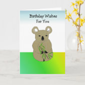 Koala Beer Verjaardag Kaart (Gele Bloem)
