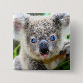 Koala Beer Vierkante Button 5,1 Cm
