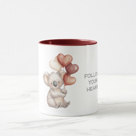Koala Beer Volg je hart Rode ballonnen Mok (Midden)