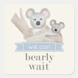 Koala Beer We kunnen Baby shower wachten Vierkante Sticker