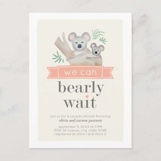 Koala Beer We kunnen het Baby shower van paren afw Briefkaart (Voorkant)