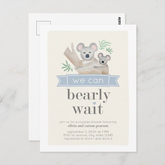 Koala Beer We kunnen het Baby shower van paren afw Briefkaart (Voorkant / Achterkant)