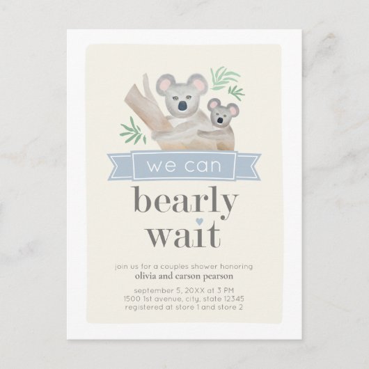 Koala Beer We kunnen het Baby shower van paren afw Briefkaart (Voorkant)