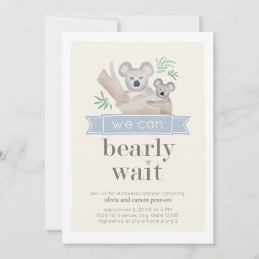 Koala Beer We kunnen het Baby shower van paren afw Kaart (Voorkant)