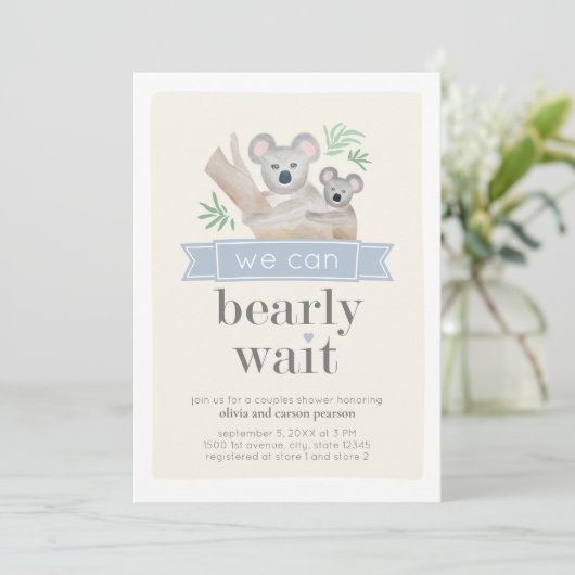 Koala Beer We kunnen het Baby shower van paren afw Kaart (Staand voorkant)