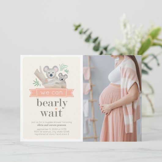 Koala Beer We kunnen het Baby shower van paren afw Kaart (Staand voorkant)