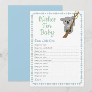 Koala Beer wil Baby shower game Blue Boy Kaart