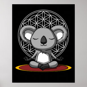 Koala Beer Zen Yoga Meditation Animal Poster