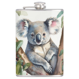 Koala-beer zittend in de gomboom heupfles