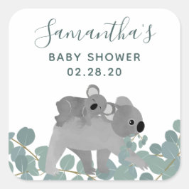 Koala Beren Baby shower Vierkante Sticker
