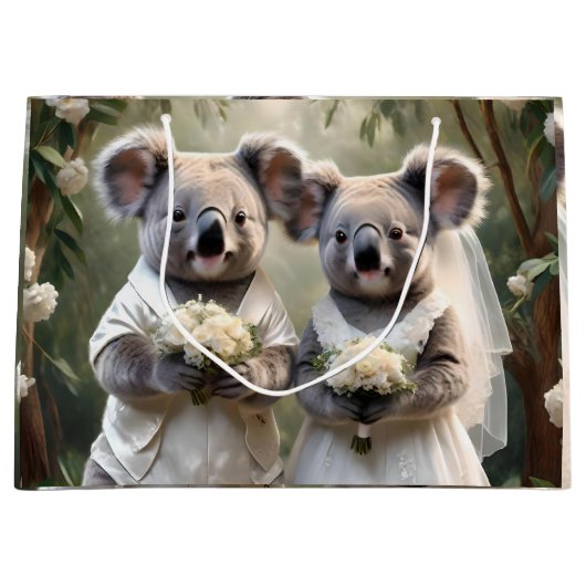 Koala Beren houden van witte bruiloften, Groot Cadeauzakje (Voorkant)