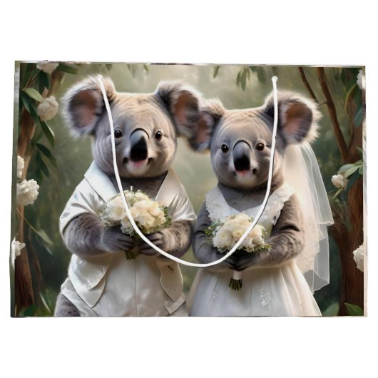 Koala Beren houden van witte bruiloften, Groot Cadeauzakje (Achterkant)