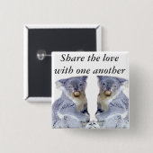 Koala Beren Love_ Vierkante Button 5,1 Cm (Voorkant /achterkant)