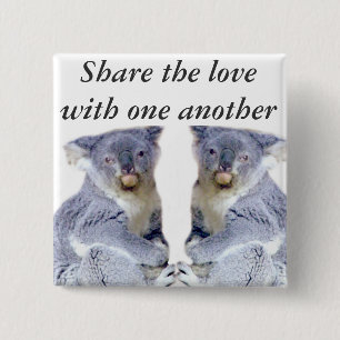 Koala Beren Love_ Vierkante Button 5,1 Cm