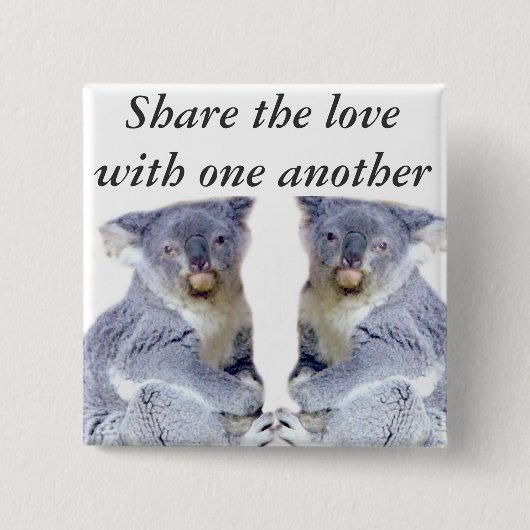 Koala Beren Love_ Vierkante Button 5,1 Cm (Voorkant)