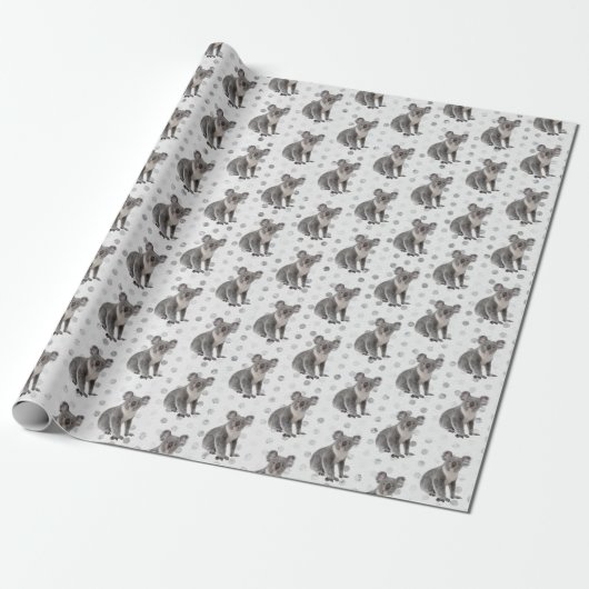 Koala Beren op Polka Dots Cadeaupapier (Uitgerold)