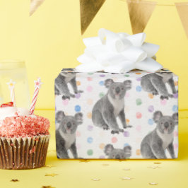 Koala Beren op Polka Dots Cadeaupapier