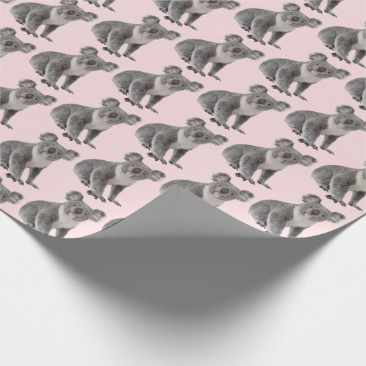 Koala-Beren op Roze Blush Cadeaupapier (Hoek)