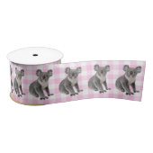 Koala-Beren op Roze en White Gingham Satijnen Lint (Spoel)