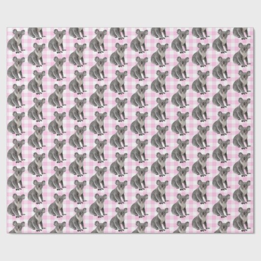 Koala-Beren op Roze Gingham Cadeaupapier (Vlak)