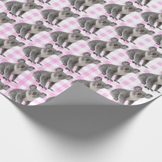 Koala-Beren op roze ginhgam Cadeaupapier (Hoek)