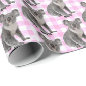 Koala-Beren op roze ginhgam Cadeaupapier (Rol Hoek)