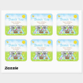 Koala Beren Picnic Birthday Blue Gingham Hartelijk Vierkante Sticker (Vel)