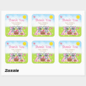 Koala Beren Picnic Birthday Pink Gingham Hartelijk Vierkante Sticker (Vel)