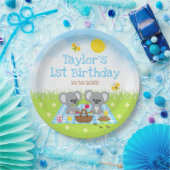 Koala Beren Picnic Blue Gingham Birthday Party Papieren Bordje (Feest)