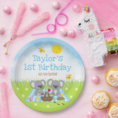 Koala Beren Picnic Blue Gingham Birthday Party Papieren Bordje (Feest)