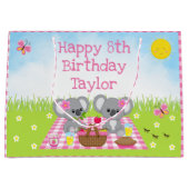 Koala Beren Picnic Pink Gingham Happy Birthday Groot Cadeauzakje (Voorkant)