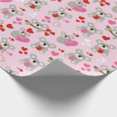 Koala Beren Valentijnsdag Rood Roze Harten Cadeaupapier (Hoek)